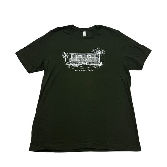 Table Rock Lake Shirt Adult XL Green White Short Sleeve Cotton Crew Neck - Picture 1 of 8